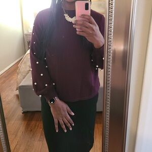 Karl Lagerfeld pearl sleeve sweater